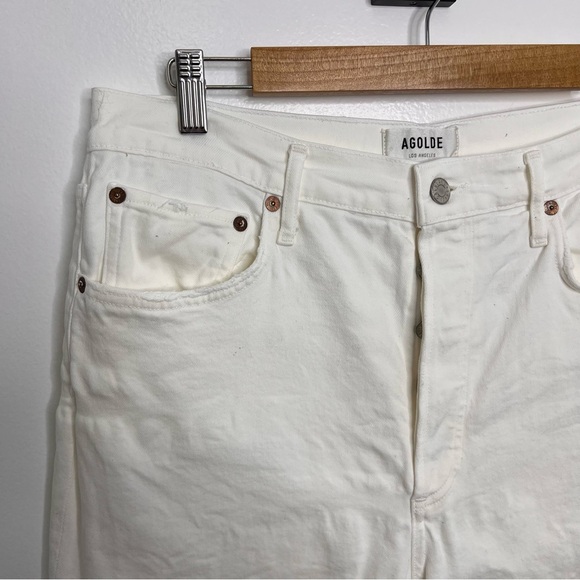 AGOLDE White Denim Riley Crop Jeans - Picture 3 of 6